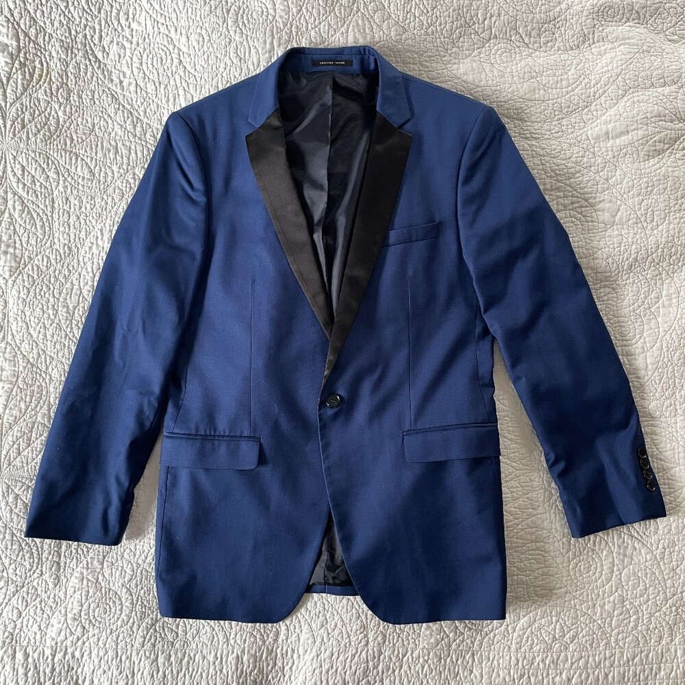 Selected Homme Bertie Navy Tuxedo Blazer 40S Satin Notch Lapel Wedding Formal